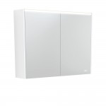 Fie LED Mirror Cabinet with Matte White Side Panels 900